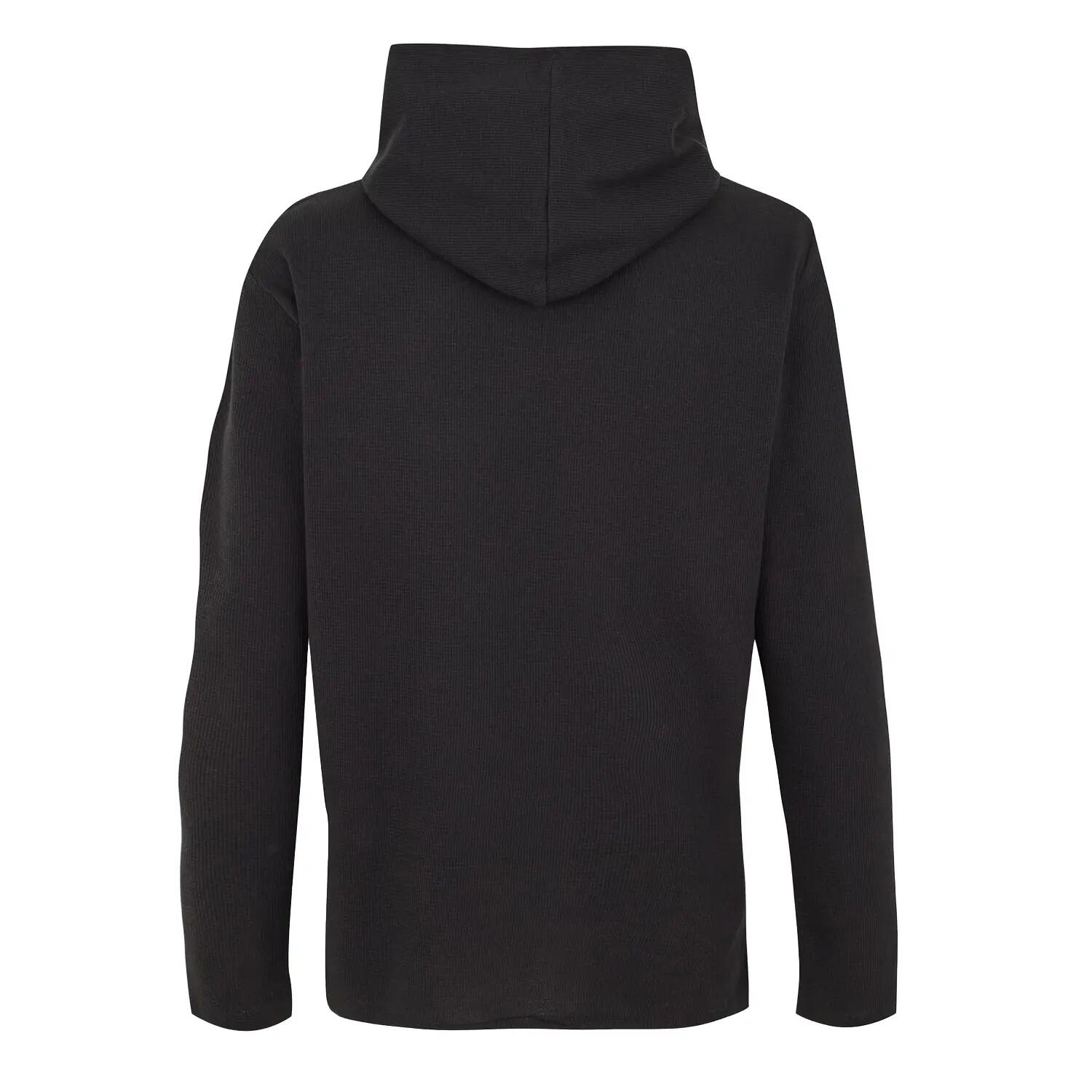 Mens Waffle Knit Pullover Hoodie (Black) 2/3