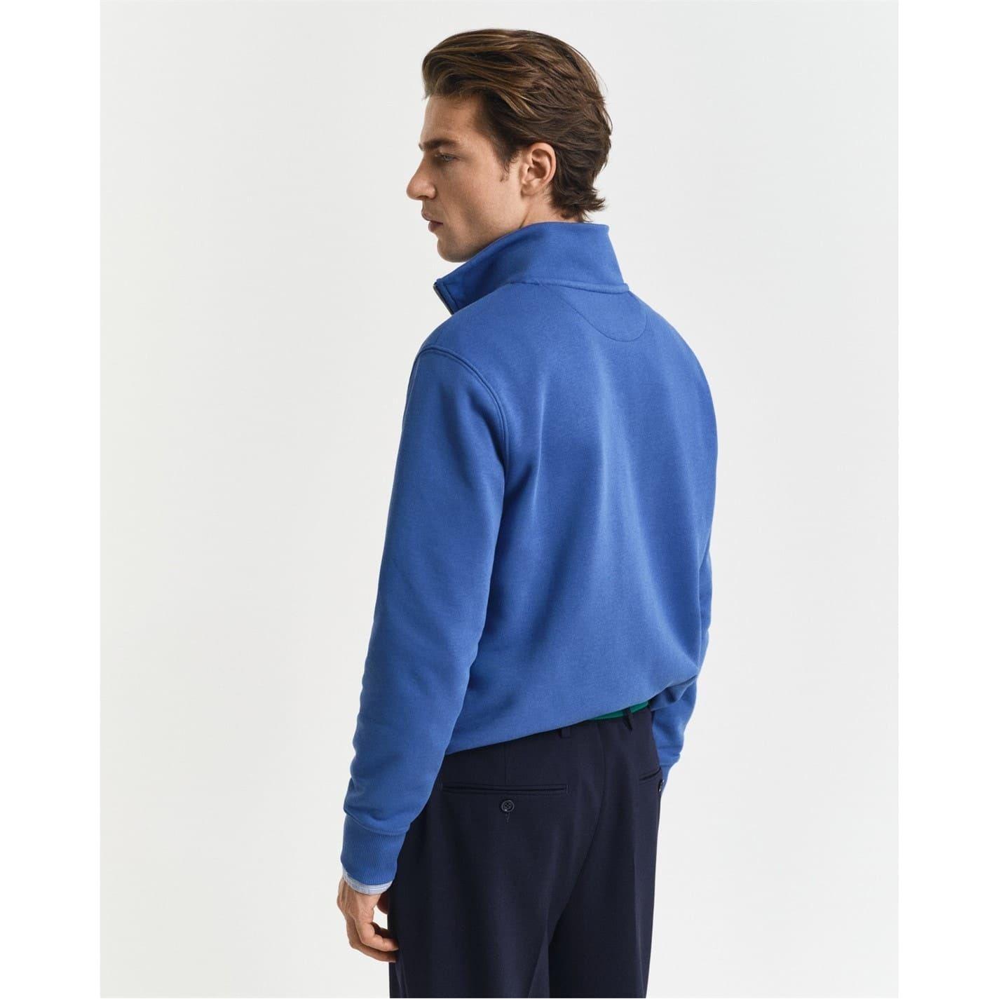 Mens Embroidered Logo Half Zip Sweatshirt (Blue) 2/5