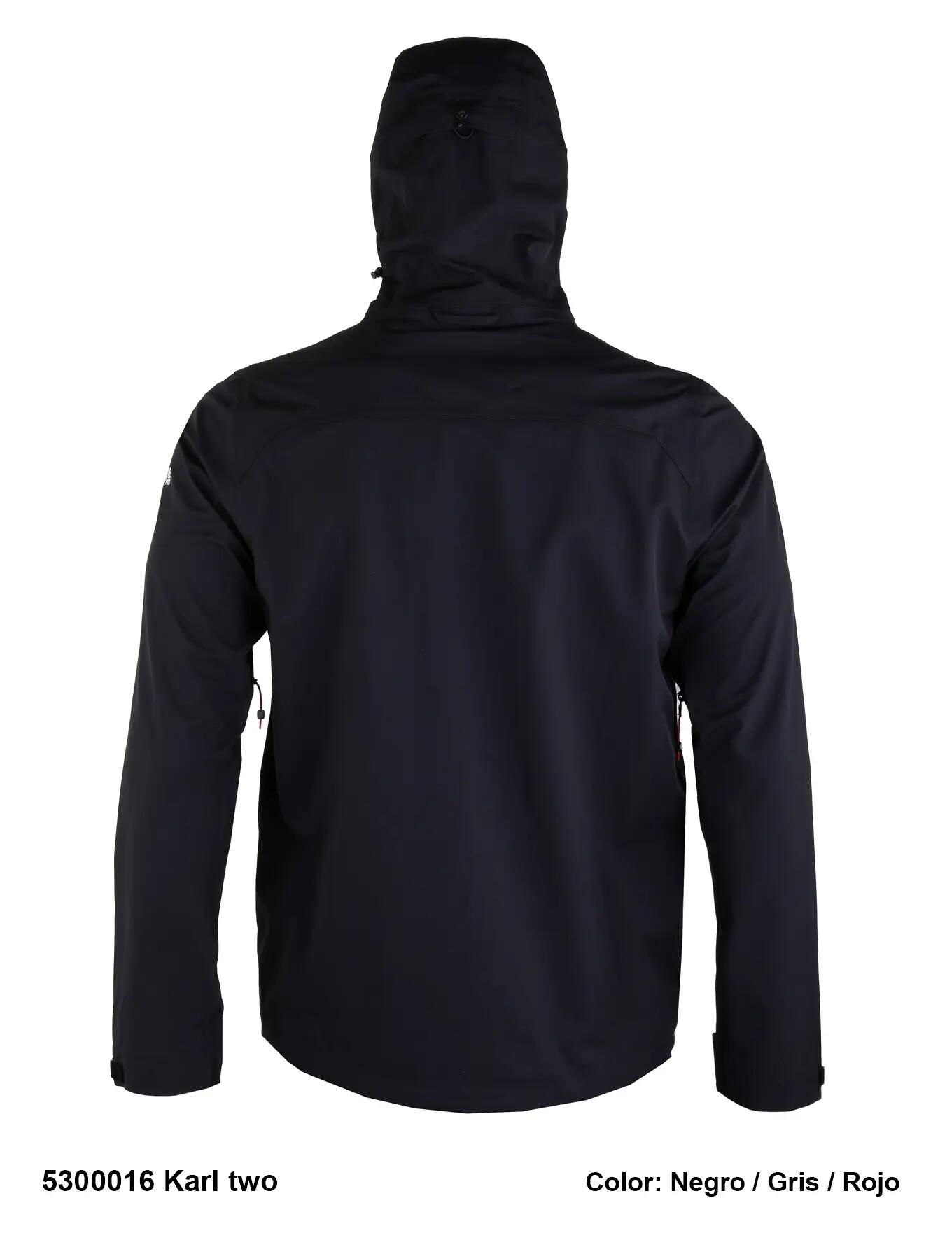 Chaqueta - Trekking - Impermeable - Karl Two - Negro/Gris/Rojo 2/3