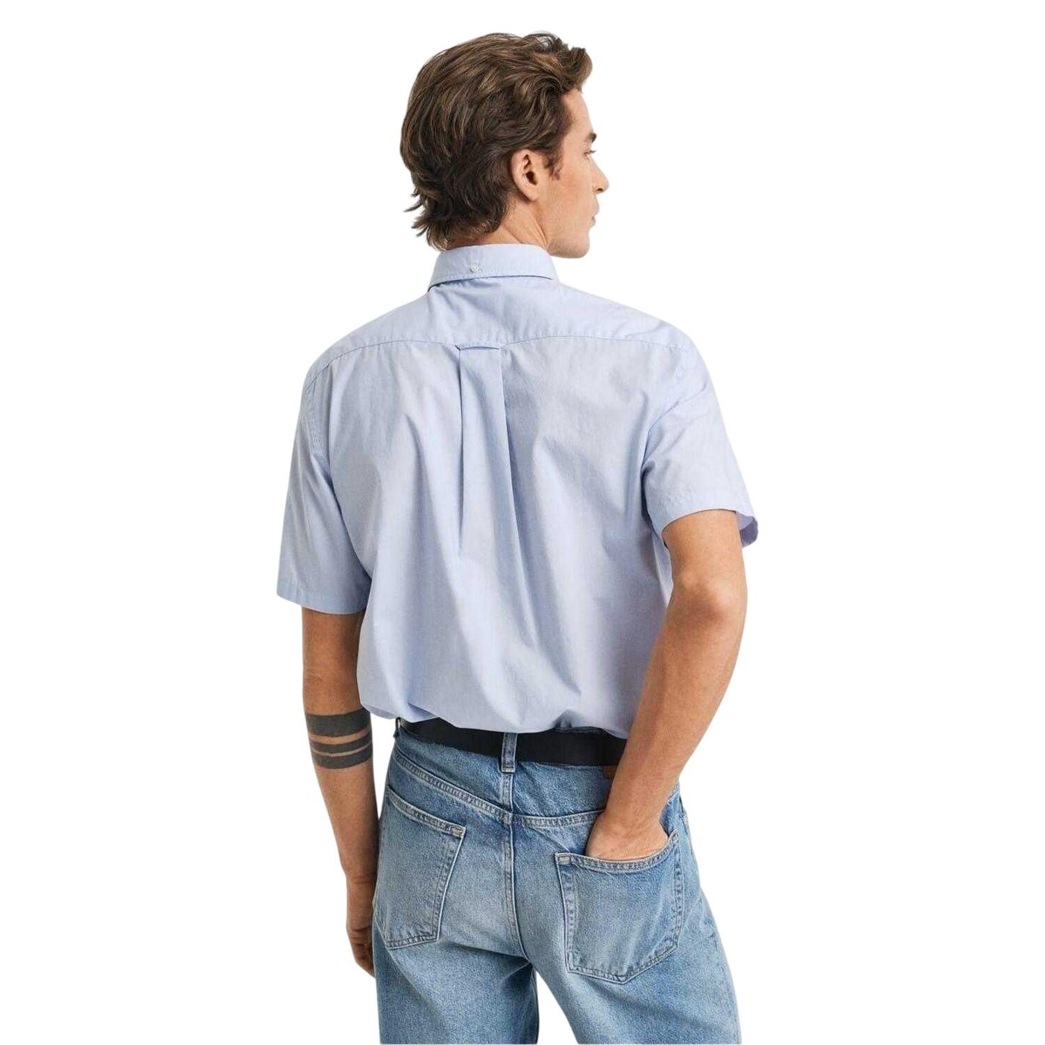 Camicia Classico Popeline Maniche Corte Uomo Gant Azzurro 3/3