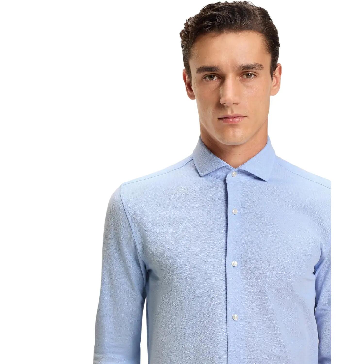 Camicia Formale Oxford Colletto Allargato Manica Lunga Uomo Boss Blu 4/4