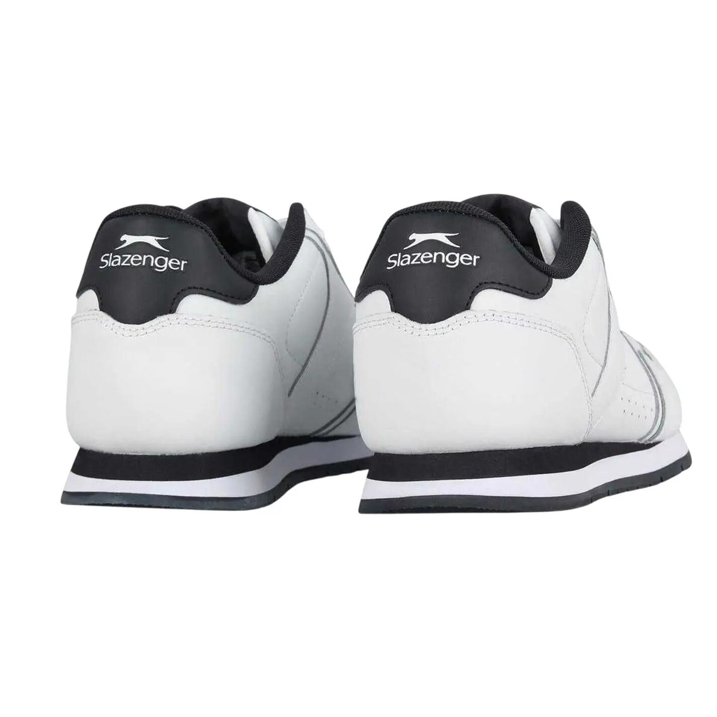 Mens Classic Coated Leather Trainers (White/Navy) 2/4