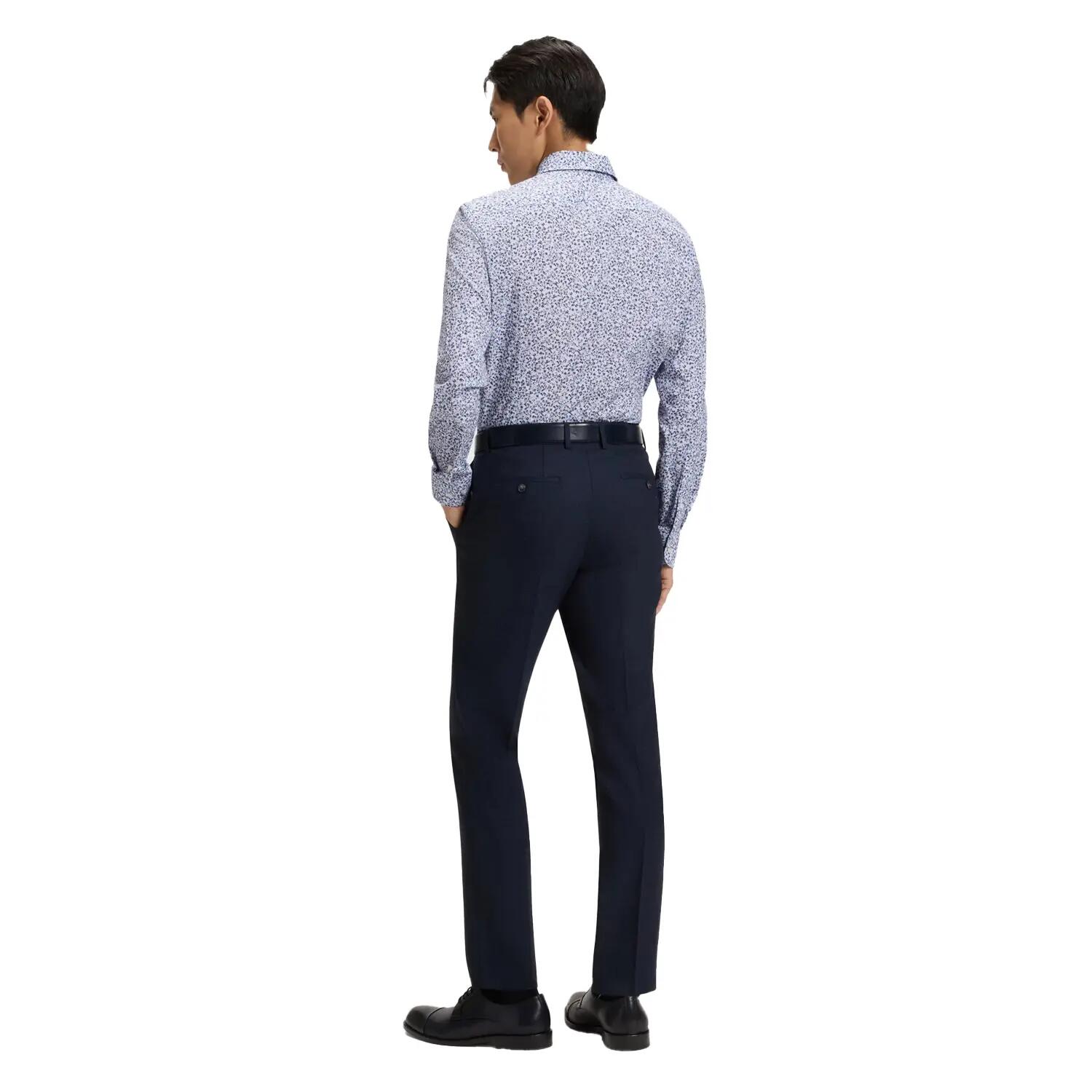 Camicia Aderente Floreale Manica Lunga Uomo Boss Blu Pastello 3/4