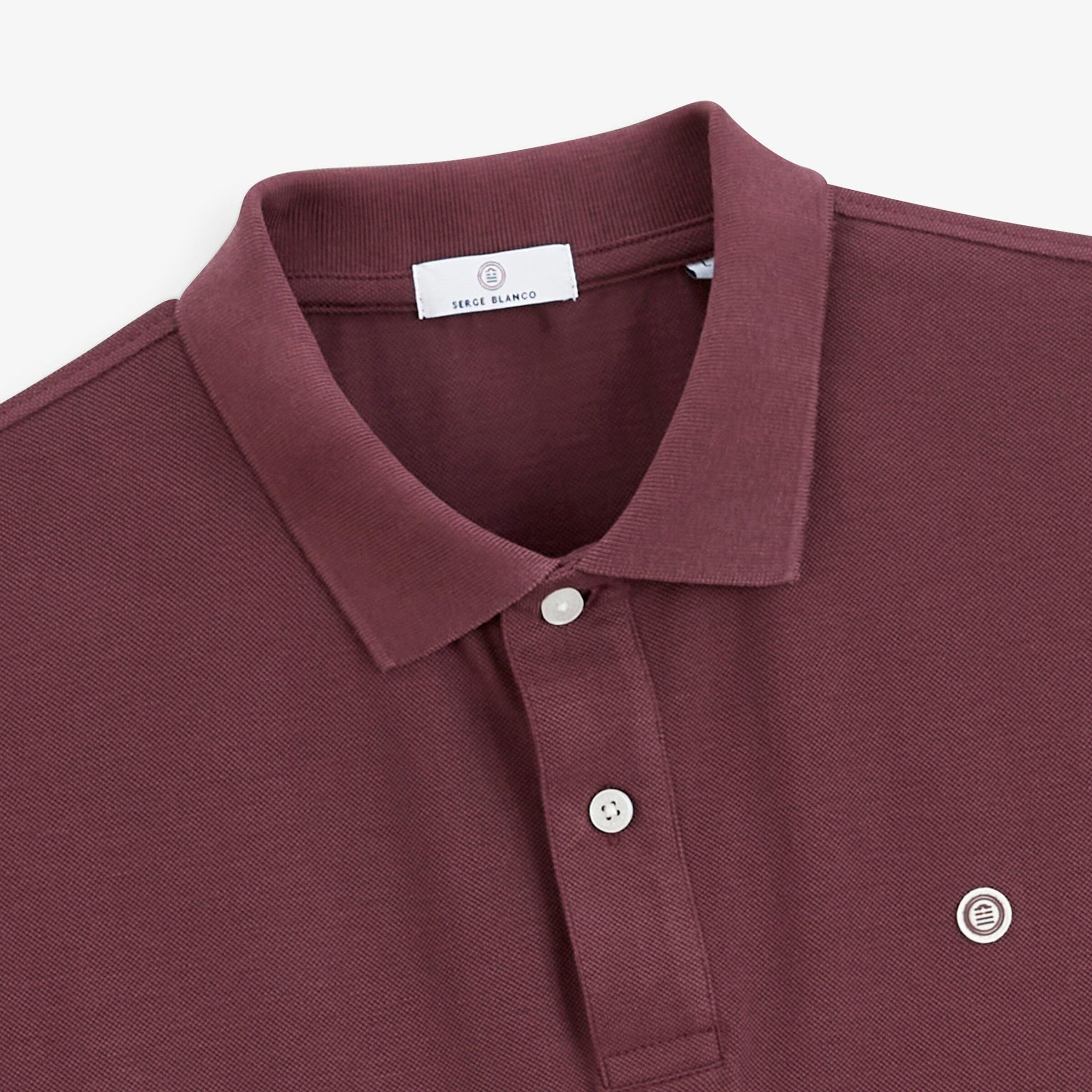 Polo piqué Lucas manches courtes en coton rouge vigne 3/4