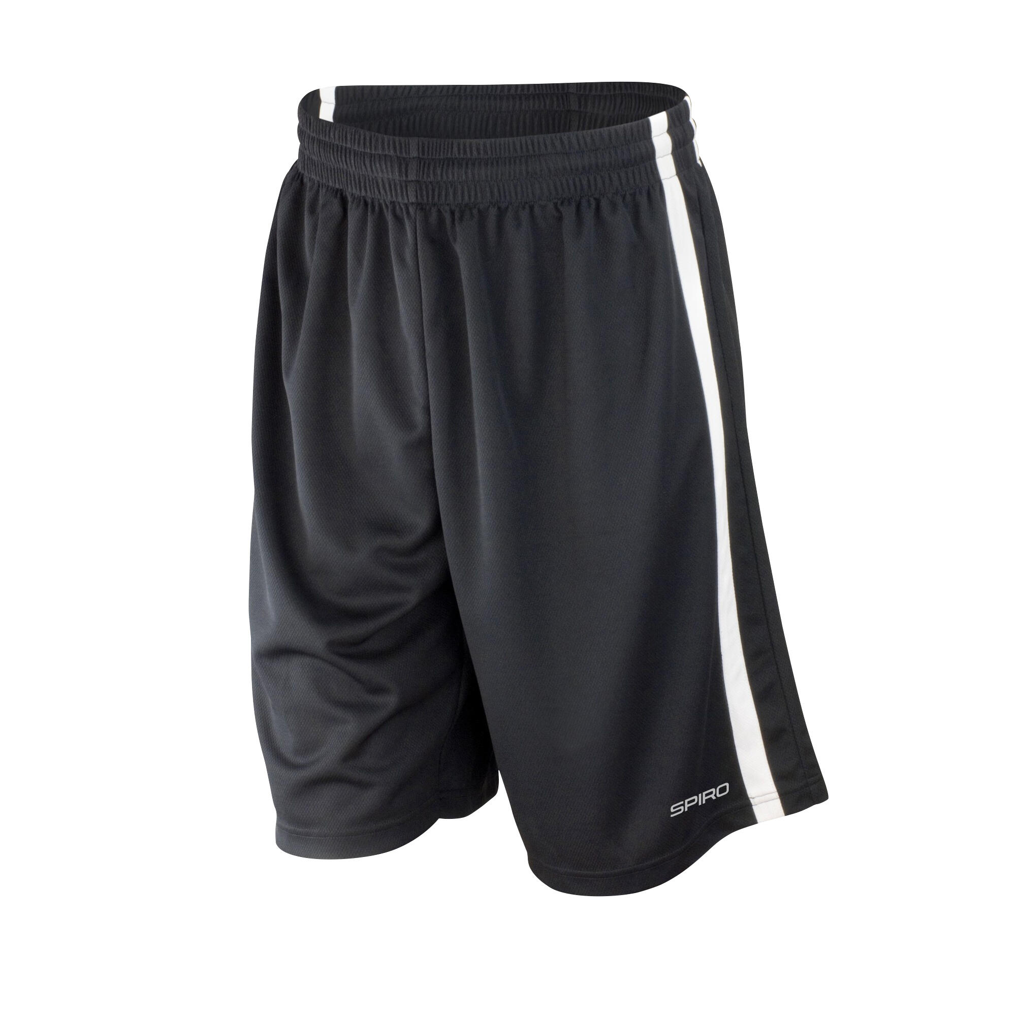 SPIRO Mens Quick Dry Basketball Shorts (Black/White)