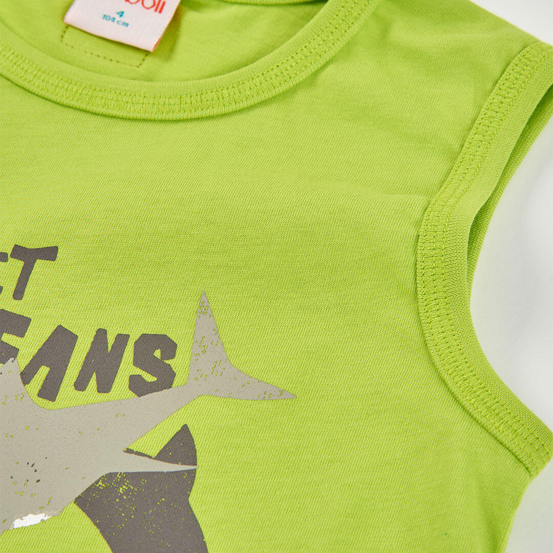 Camiseta de tirantes niño algodón verde 3/4
