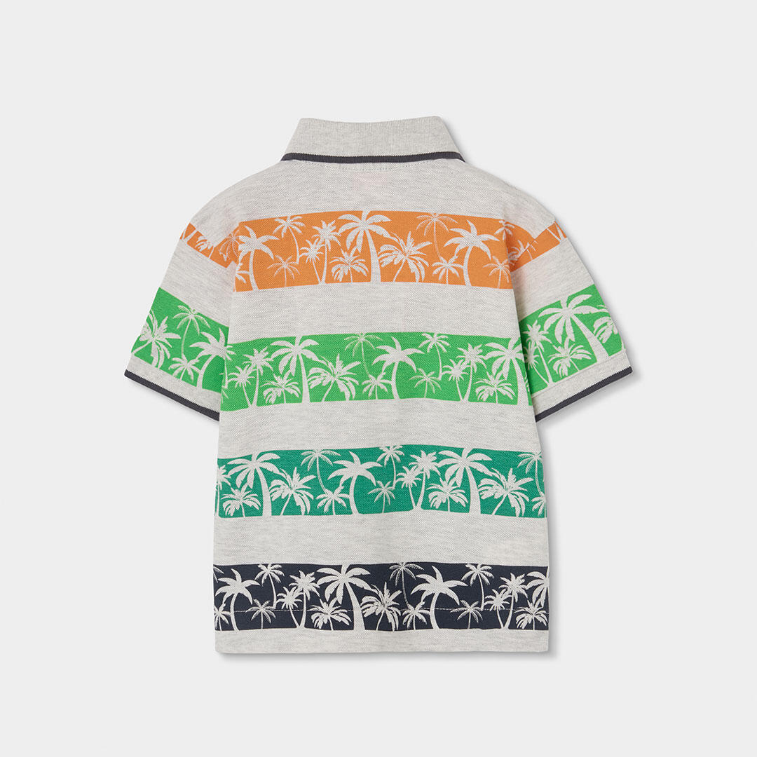 Polo de piqué de algodón para niño con estampado de palmeras crudo vigoré 2/4