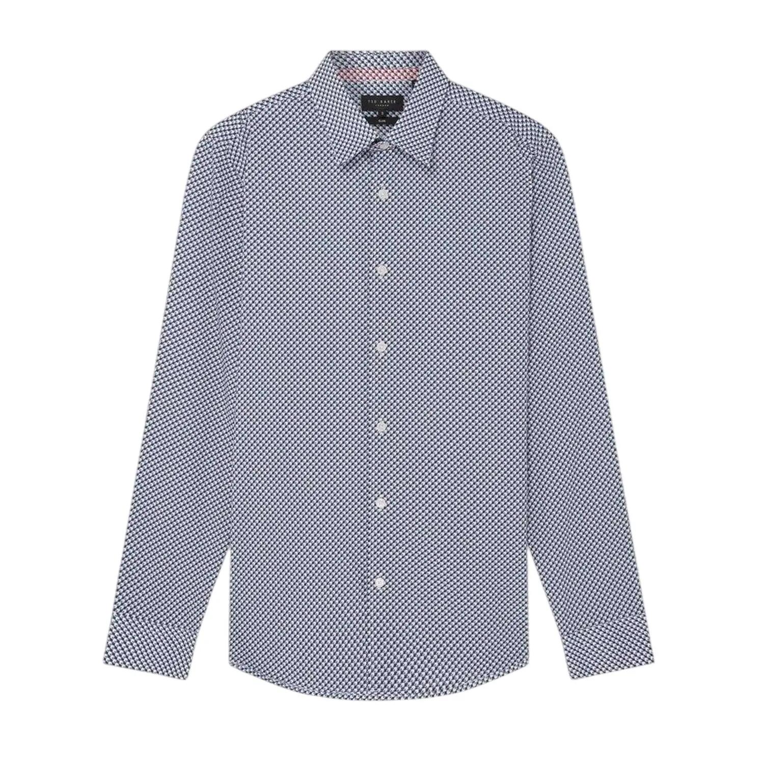 Mens Geometric Pattern Shirt (Navy) 2/4