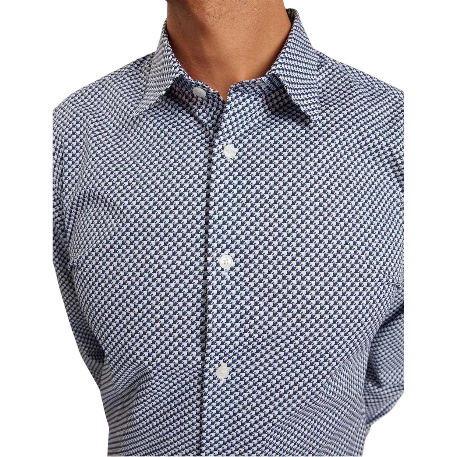 Mens Geometric Pattern Shirt (Navy) 4/4