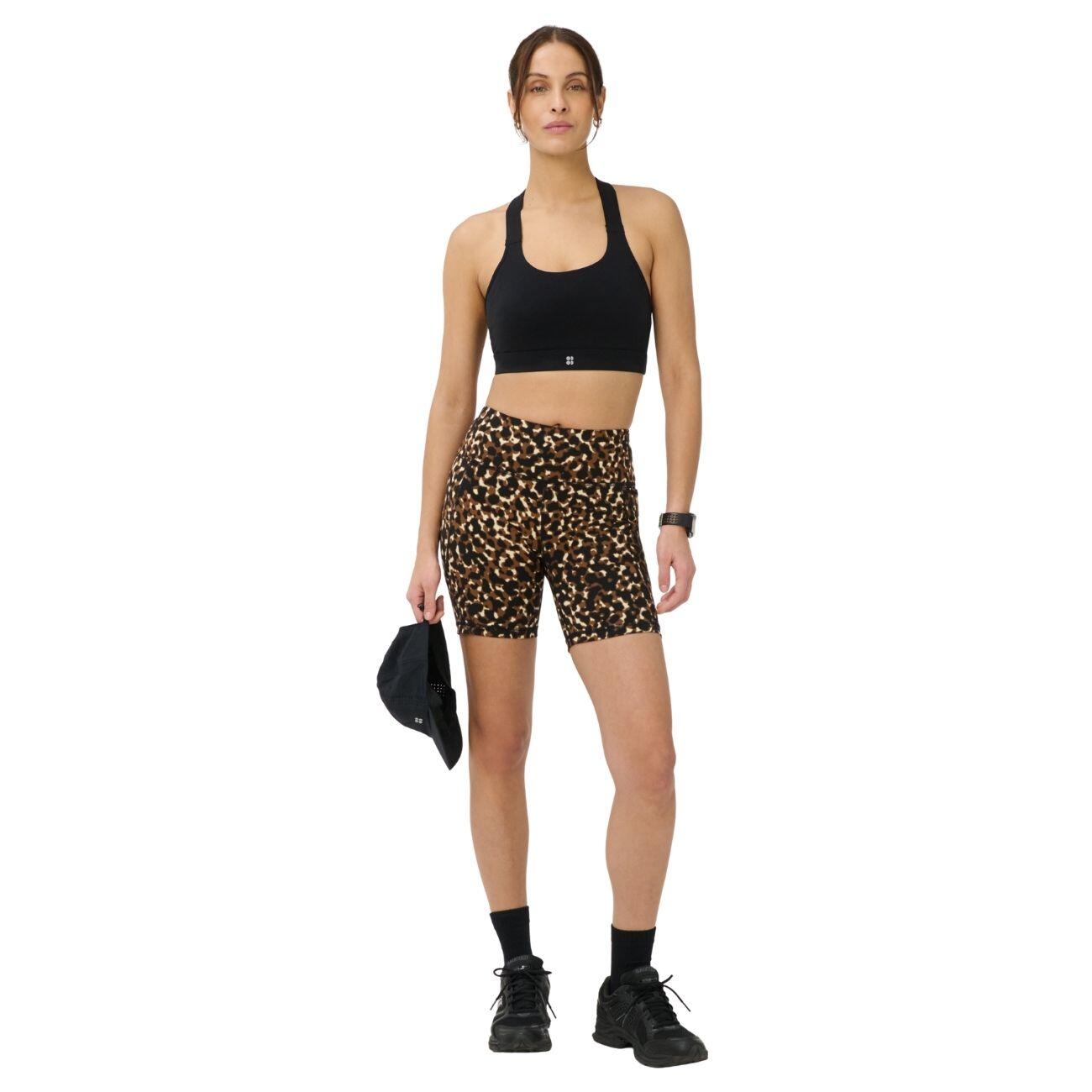 SWEATY BETTY Sweaty Betty Power 6 Biker Shorts  BROWN OFFBEAT ANIMAL PRINT L 5/7
