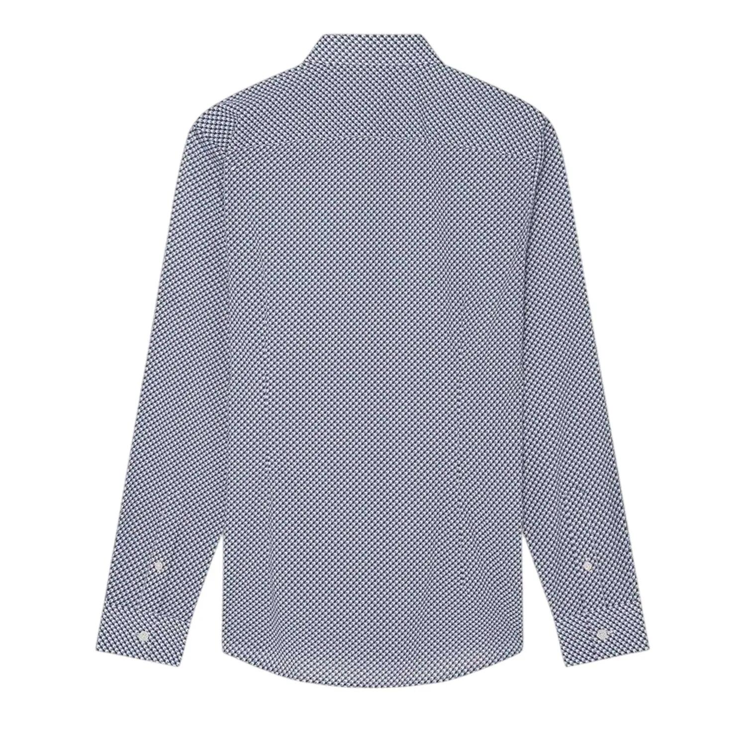 Mens Geometric Pattern Shirt (Navy) 3/4