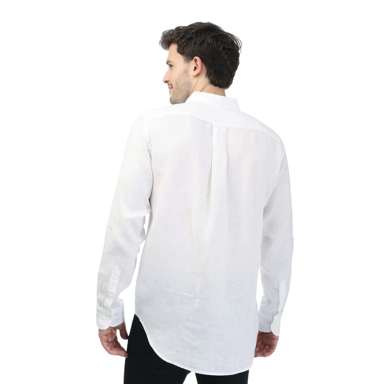 Camicia Regolare Lino Manica Lunga Uomo Gant Bianco 2/3