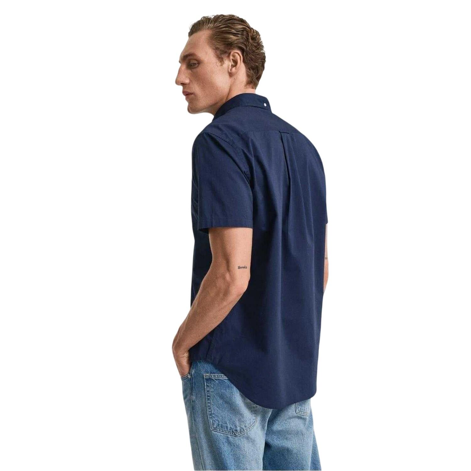 Camicia Classico Popeline Maniche Corte Uomo Gant Blu Marine 3/3