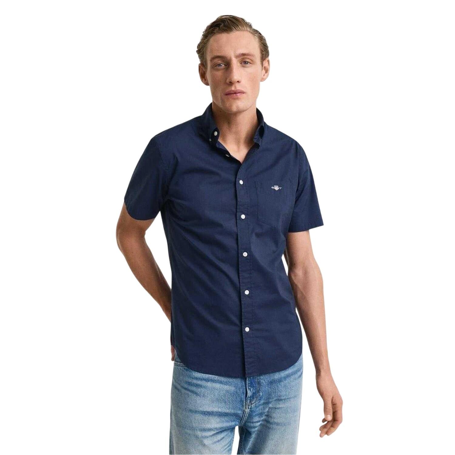 Camicia Classico Popeline Maniche Corte Uomo Gant Blu Marine 2/3