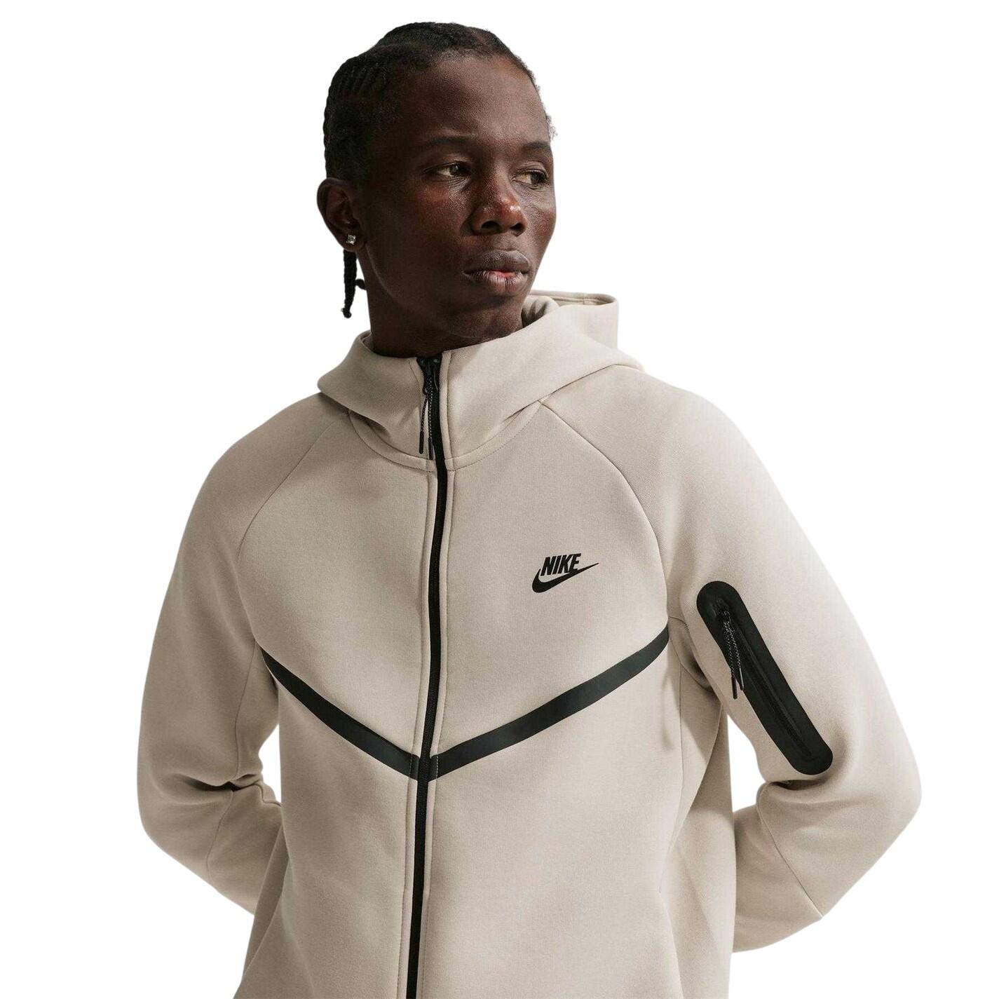 "Tech" Hoodie mit durchgehendem Reißverschluss für Herren Cremefarbe 3/4