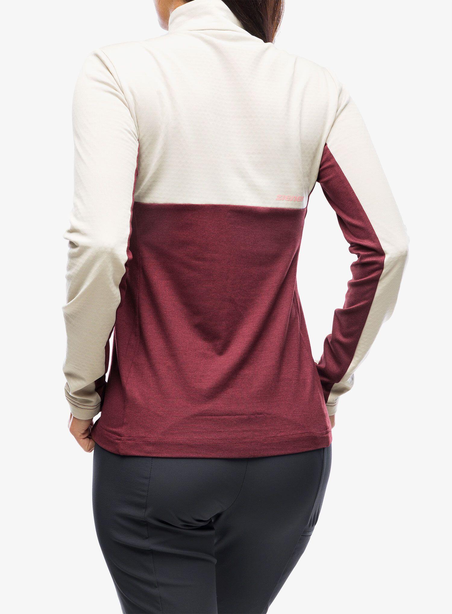Bluza bez kaptura damska Ziener Japra - velvet red/silver beige 34 2/5