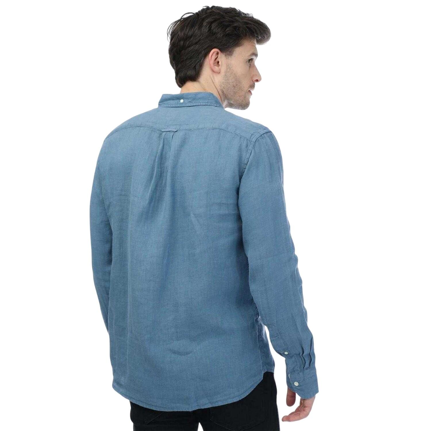 Camicia Lino Tinto In Capo Manica Lunga Uomo Gant Blu 2/3