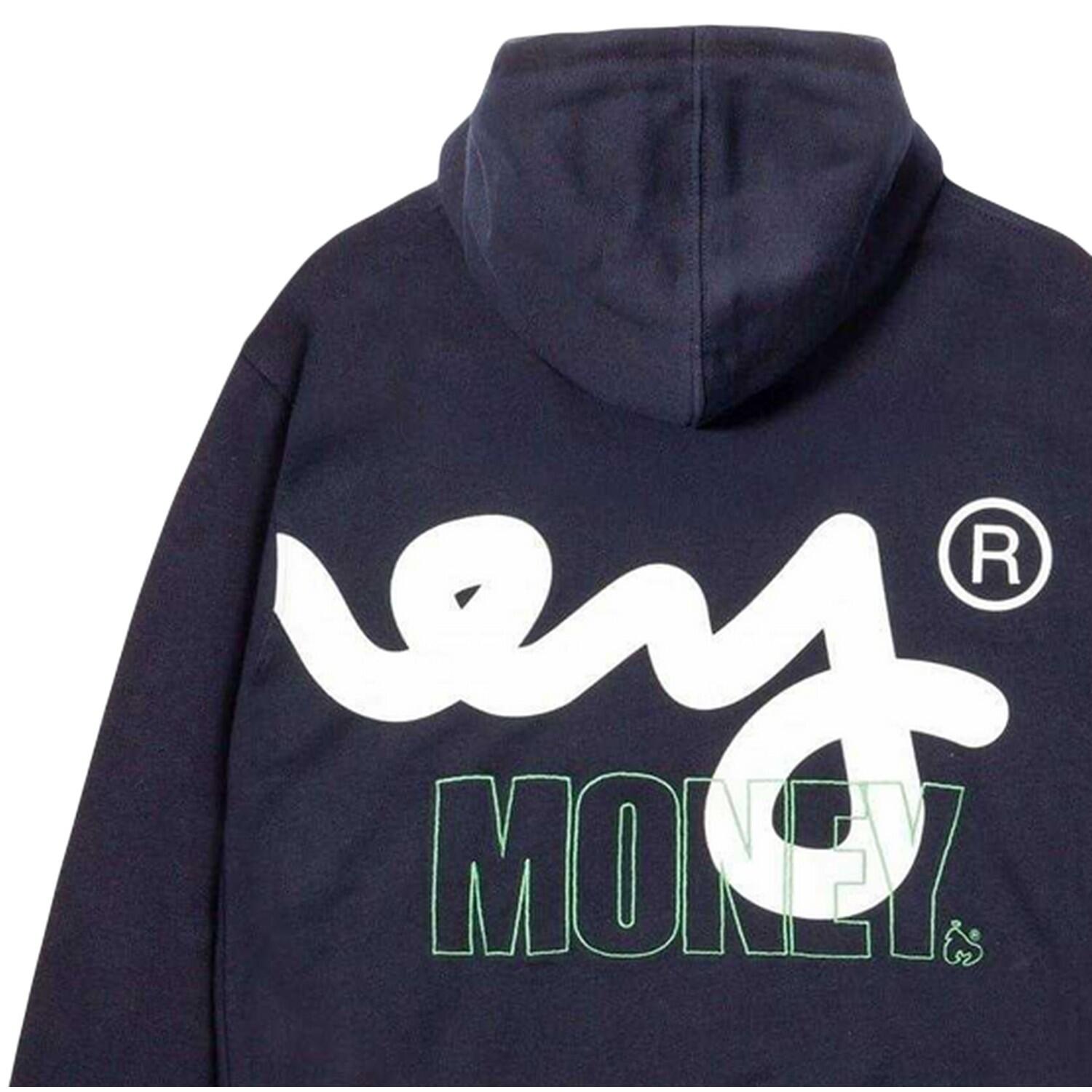 Felpa Con Cappuccio Stencil Uomo Money Block Blu Navy 3/4