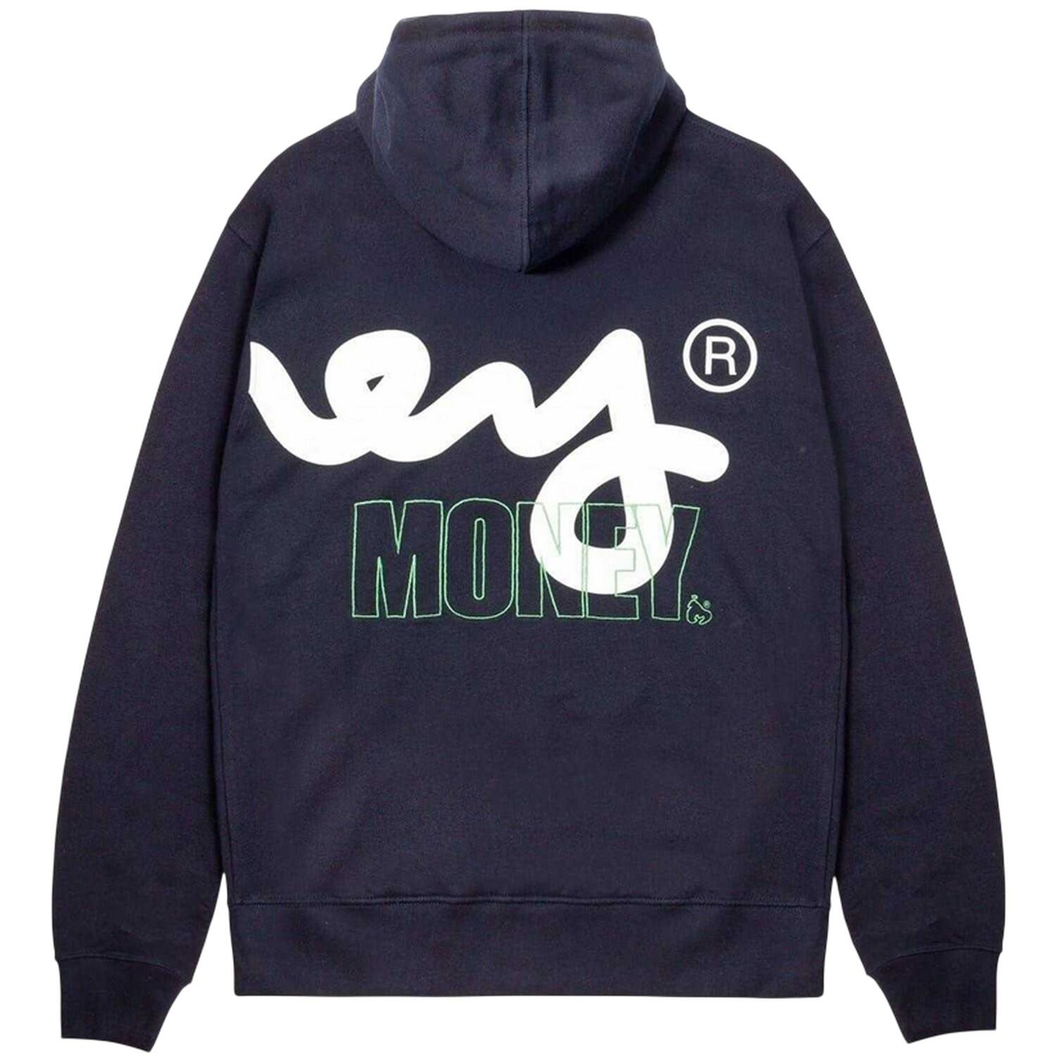 Felpa Con Cappuccio Stencil Uomo Money Block Blu Navy 2/4