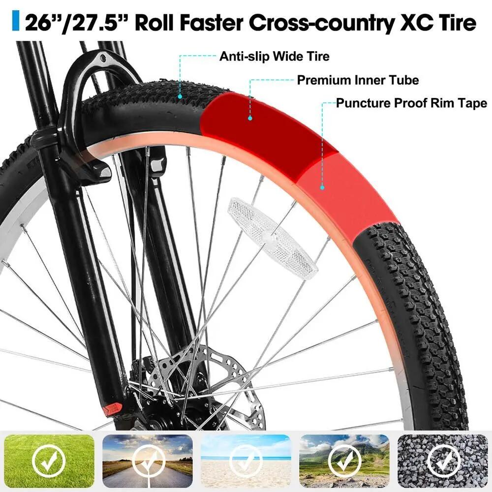 Femme Homme VTT 26/27,5/29 pouces 18 Vitesses Cadre Aluminium Disque 5/5