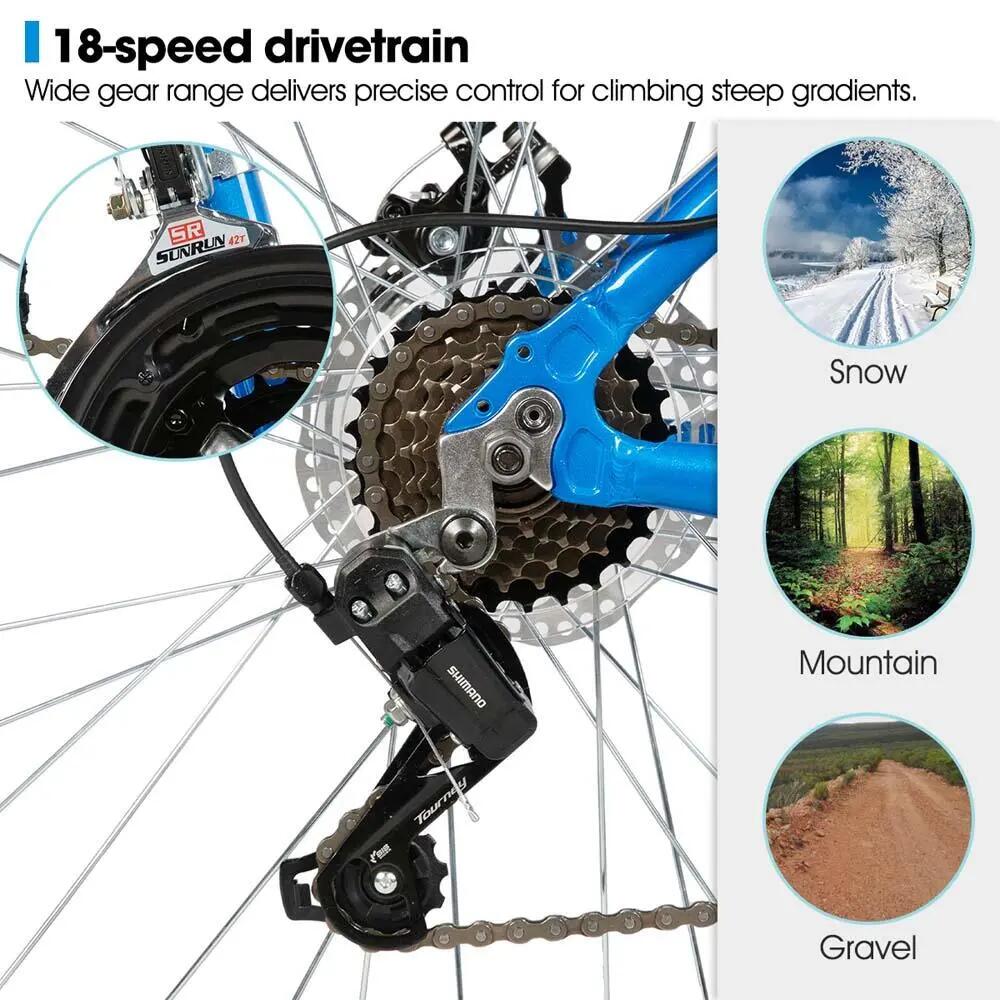 Femme Homme VTT 26/27,5/29 pouces 18 Vitesses Cadre Aluminium Disque 3/5