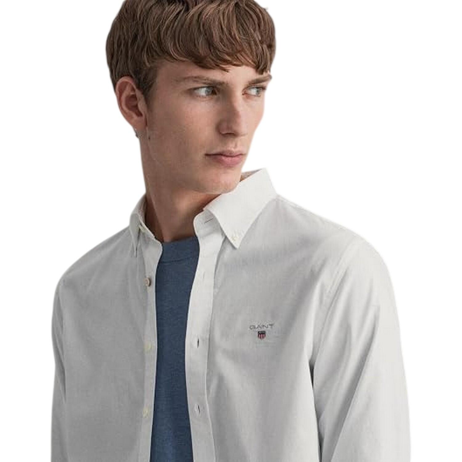Camicia Regolare Piqué Manica Lunga Uomo Gant Bianco 4/4