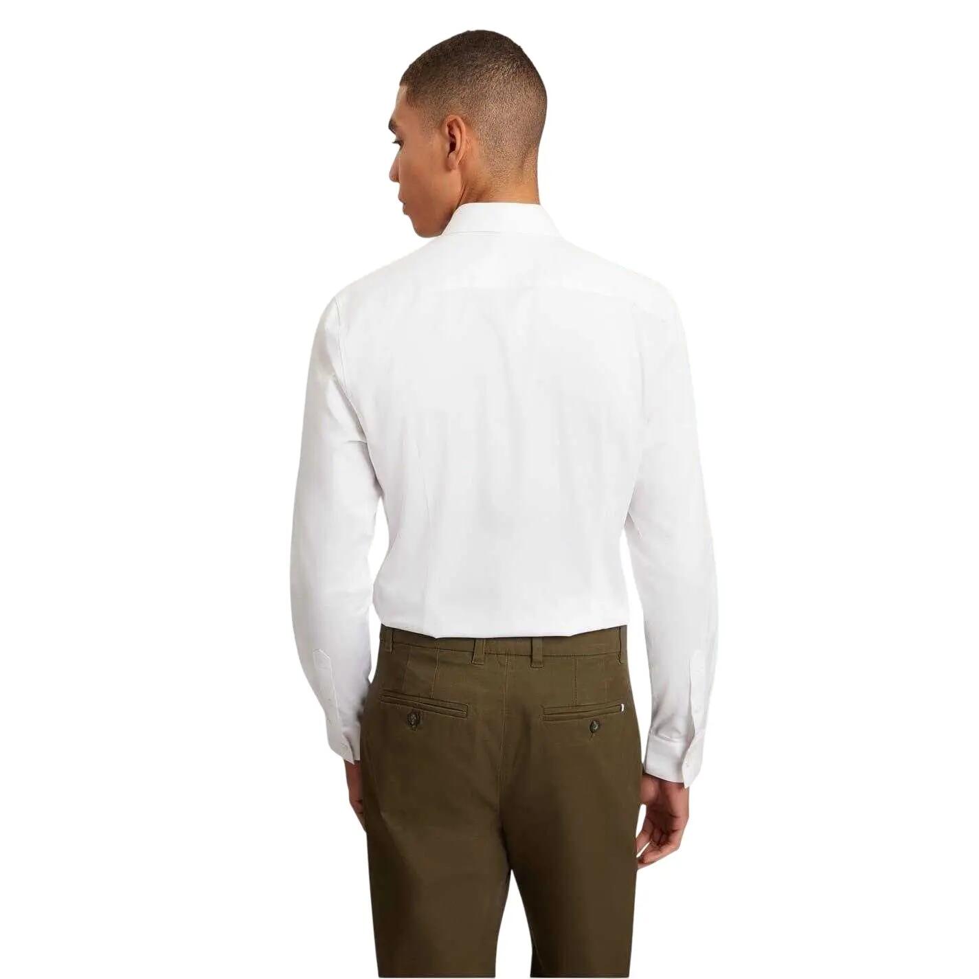 Mens Oxford Collared LongSleeved Shirt (White) 4/4