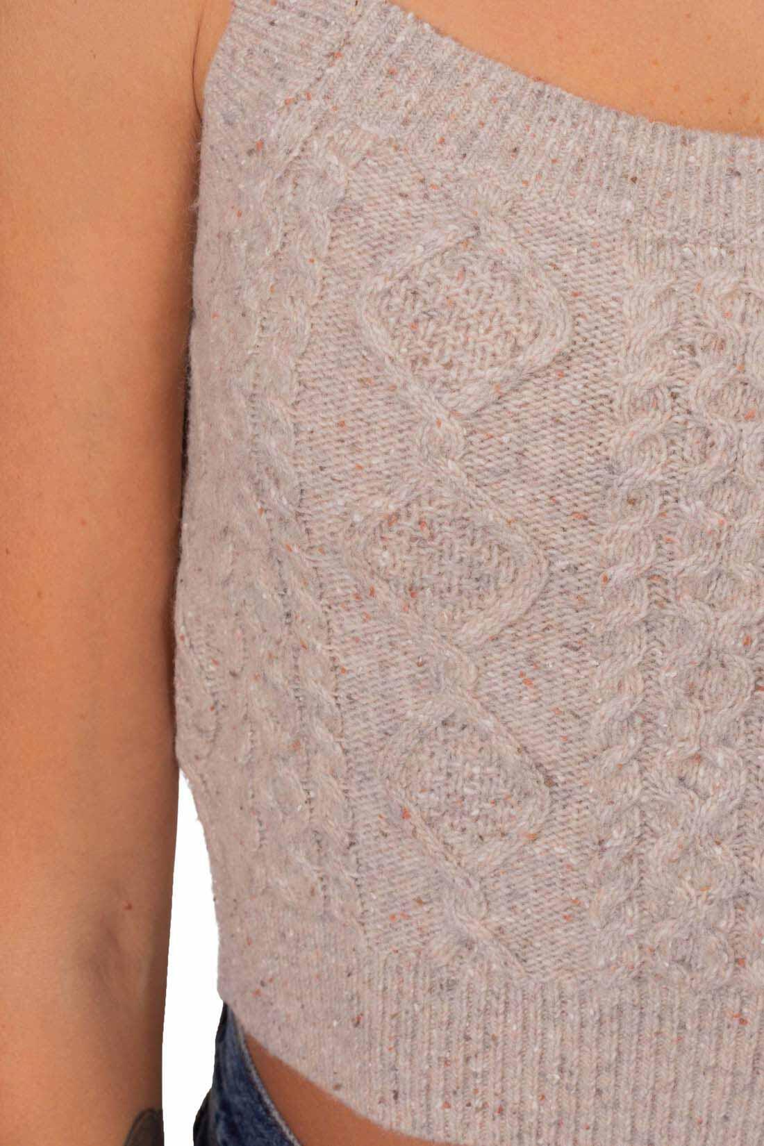 Korte tanktop met kabelpatroon voor dames (Havermout Heather) 5/6