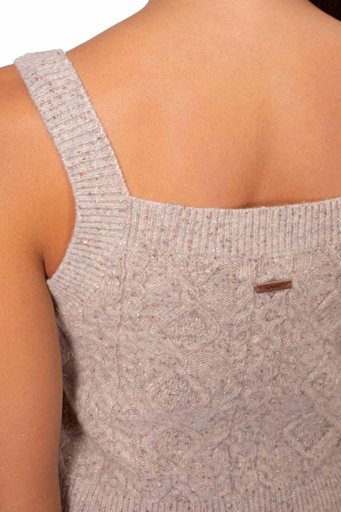 Korte tanktop met kabelpatroon voor dames (Havermout Heather) 4/6