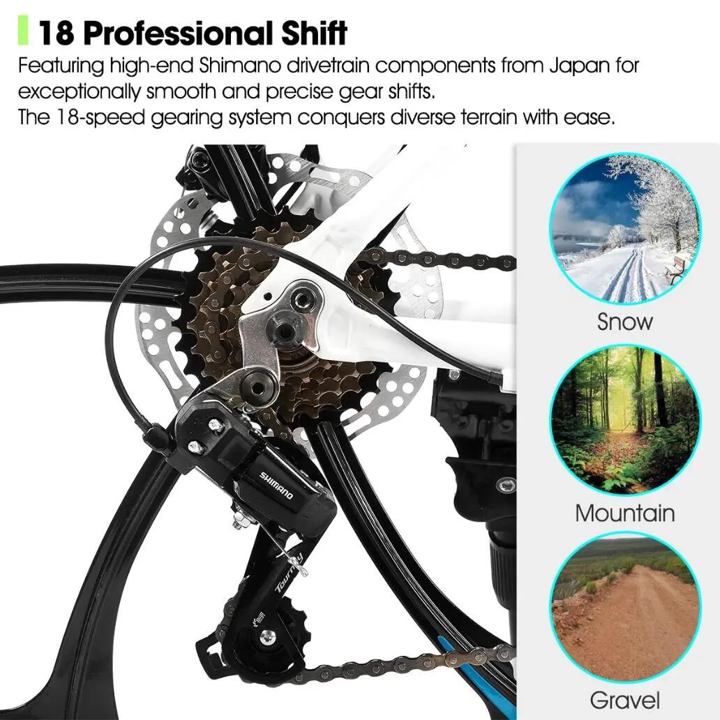 Femme Homme VTT 26 pouces 18 Vitesses Aluminium Roues 3/6 Branches 4/7
