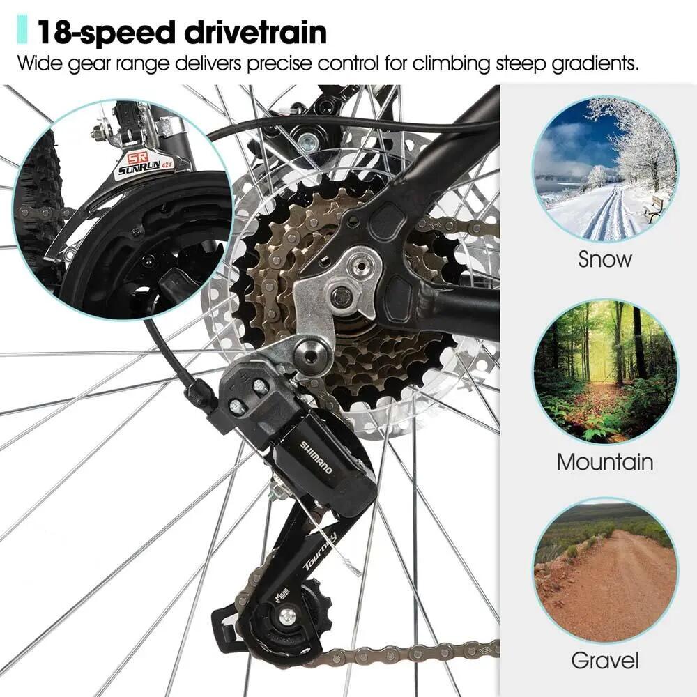 Femme Homme VTT 26/27,5/29 pouces 18 Vitesses Cadre Aluminium Disque 3/5