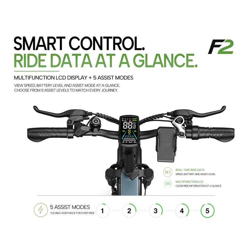 Bicicletă electrică all-terrain PIXAR F2 pentru adulți - 48V 15AH, LCD