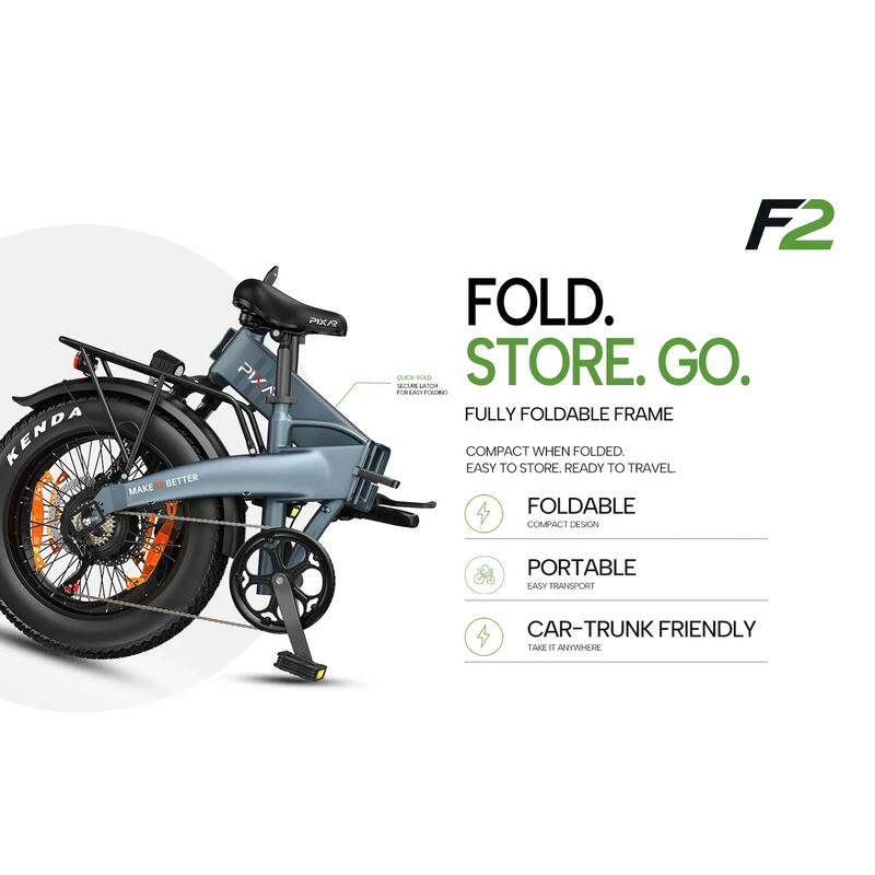 Bicicletă electrică all-terrain PIXAR F2 pentru adulți - 48V 15AH, LCD