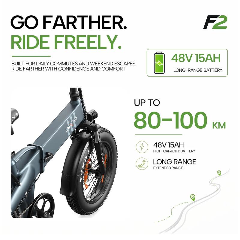 Bicicletă electrică all-terrain PIXAR F2 pentru adulți - 48V 15AH, LCD