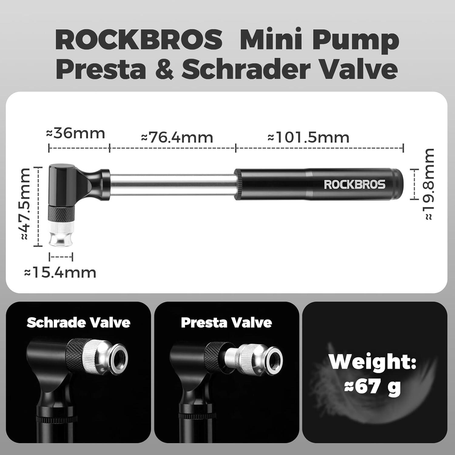 Mini-Fahrradpumpe 130 PSI Aluminium Doppelventil für MTB Rennrad 4/6