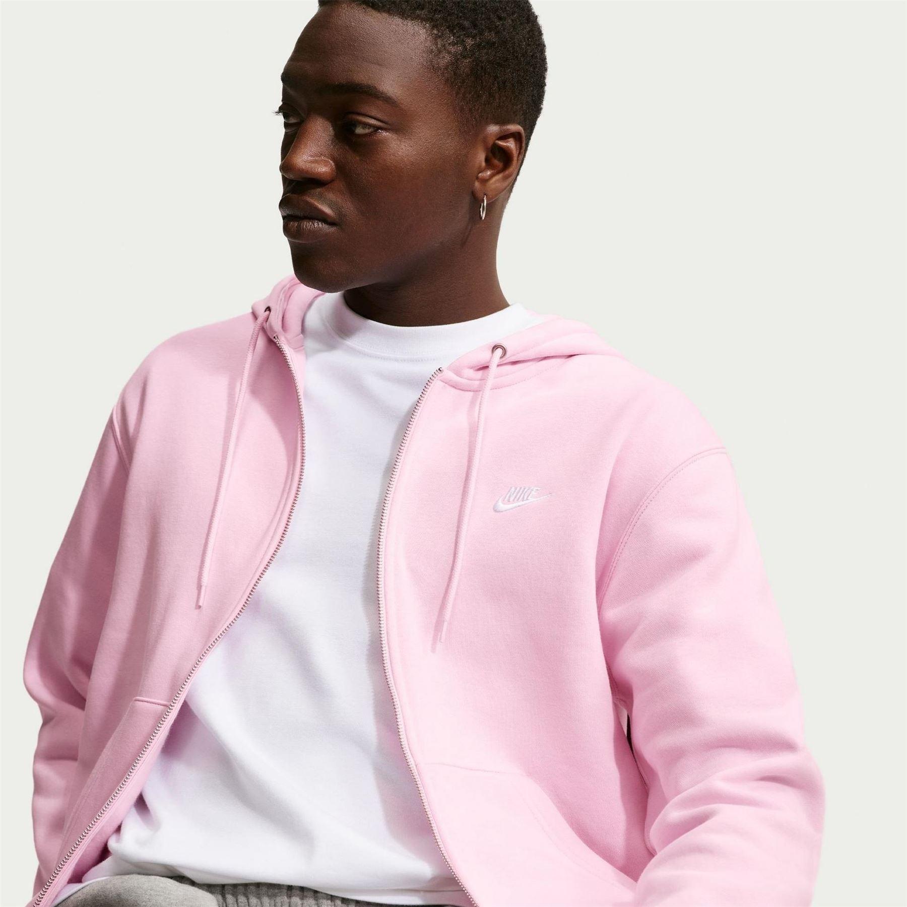 Felpa Con Cappuccio E Zip Intera Uomo Nike Sportswear Club Schiuma Rosa 3/5