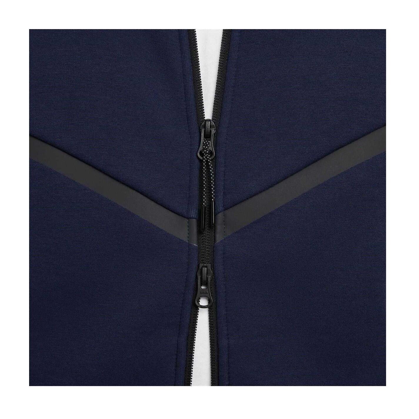 Felpa Con Cappuccio E Zip Intera Chevron Uomo Nike Tech Blu Ossidiana Nero 4/4