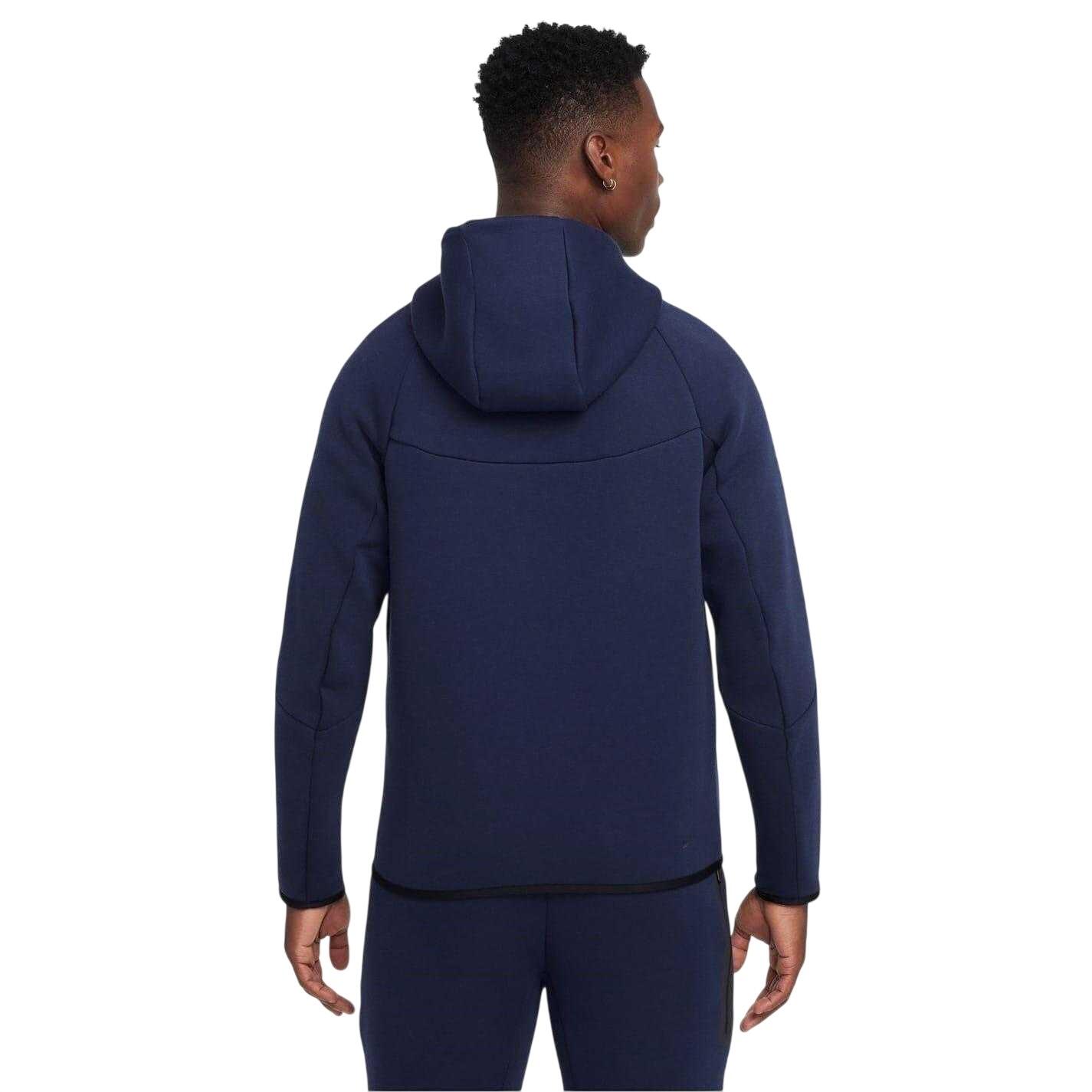 Felpa Con Cappuccio E Zip Intera Chevron Uomo Nike Tech Blu Ossidiana Nero 2/4