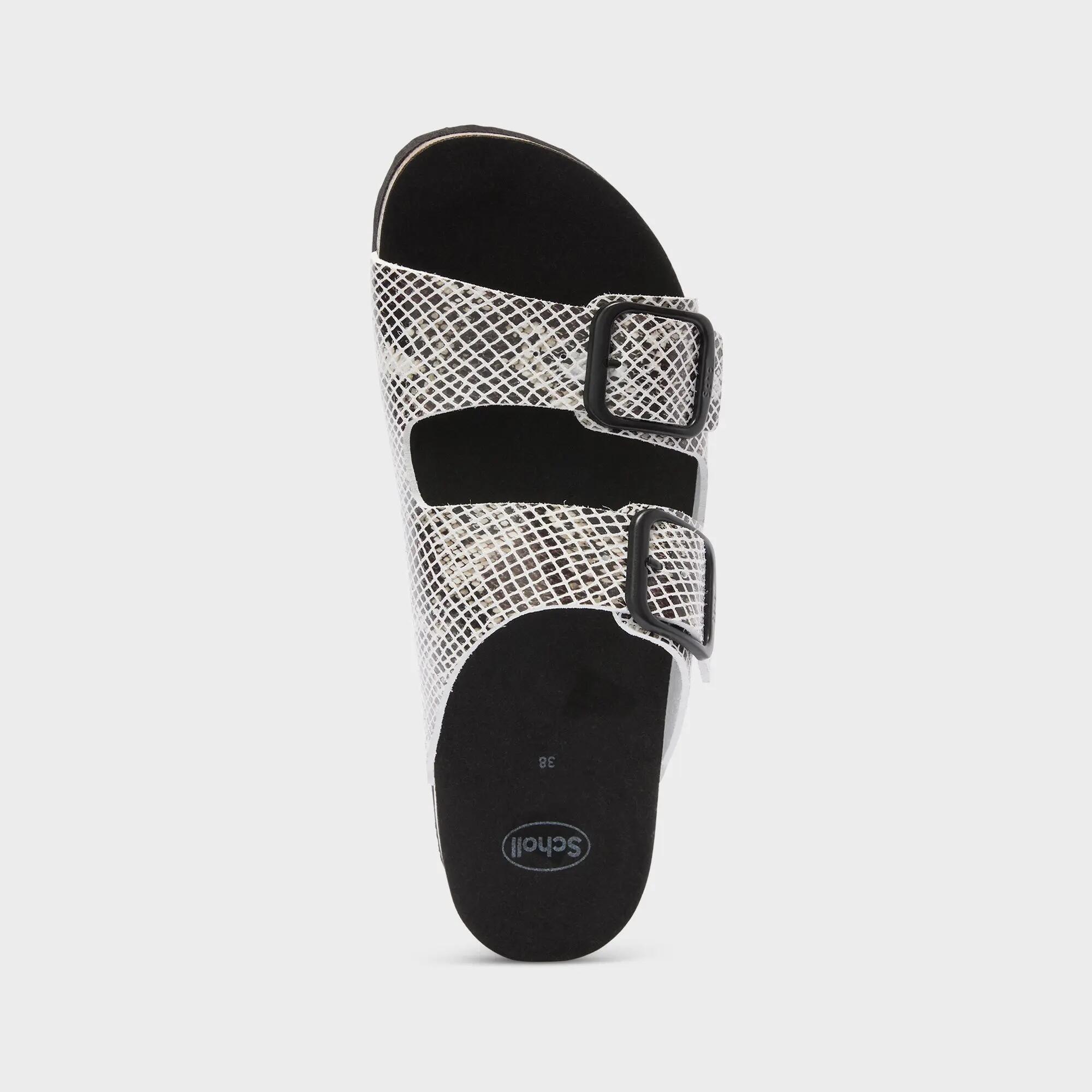 Damen Sandalen Jackie 2 Straps Schwarz/Weiß 3/4