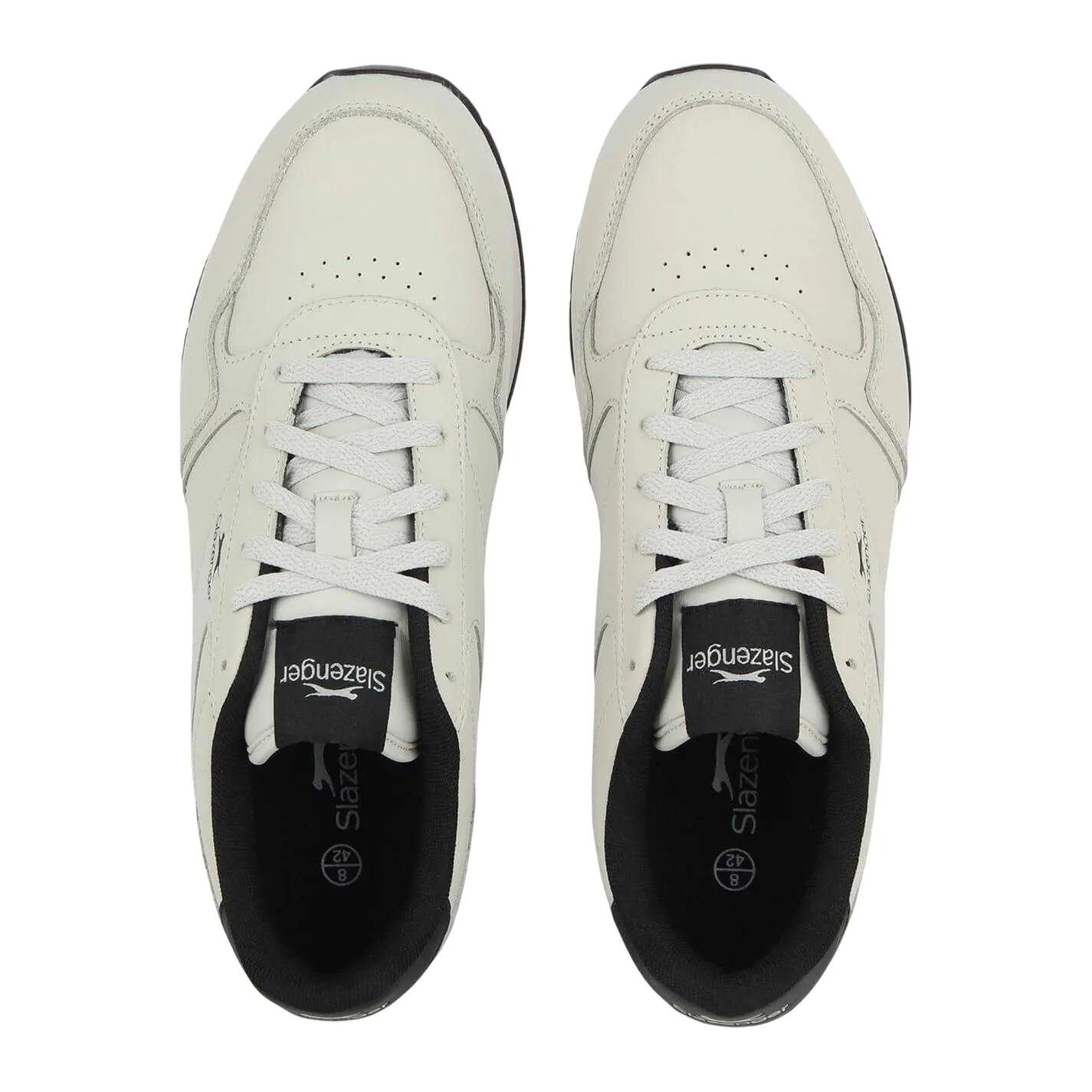 Mens Classic Coated Leather Trainers (Chalk/Black) 4/4