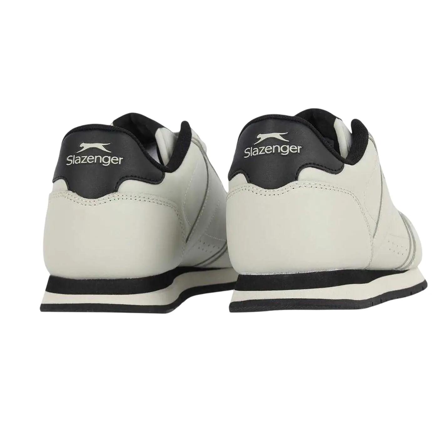 Mens Classic Coated Leather Trainers (Chalk/Black) 2/4