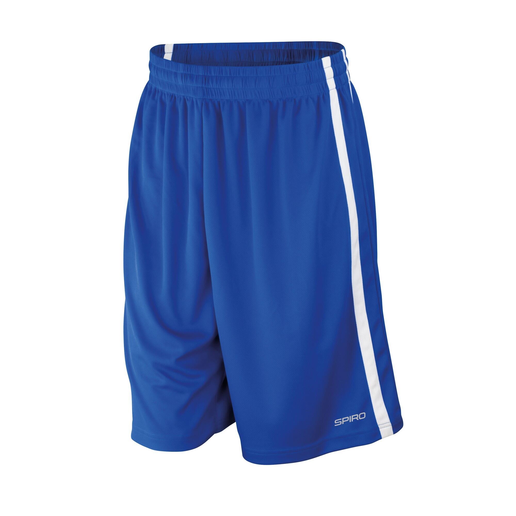 SPIRO Mens Quick Dry Basketball Shorts (Royal/White)