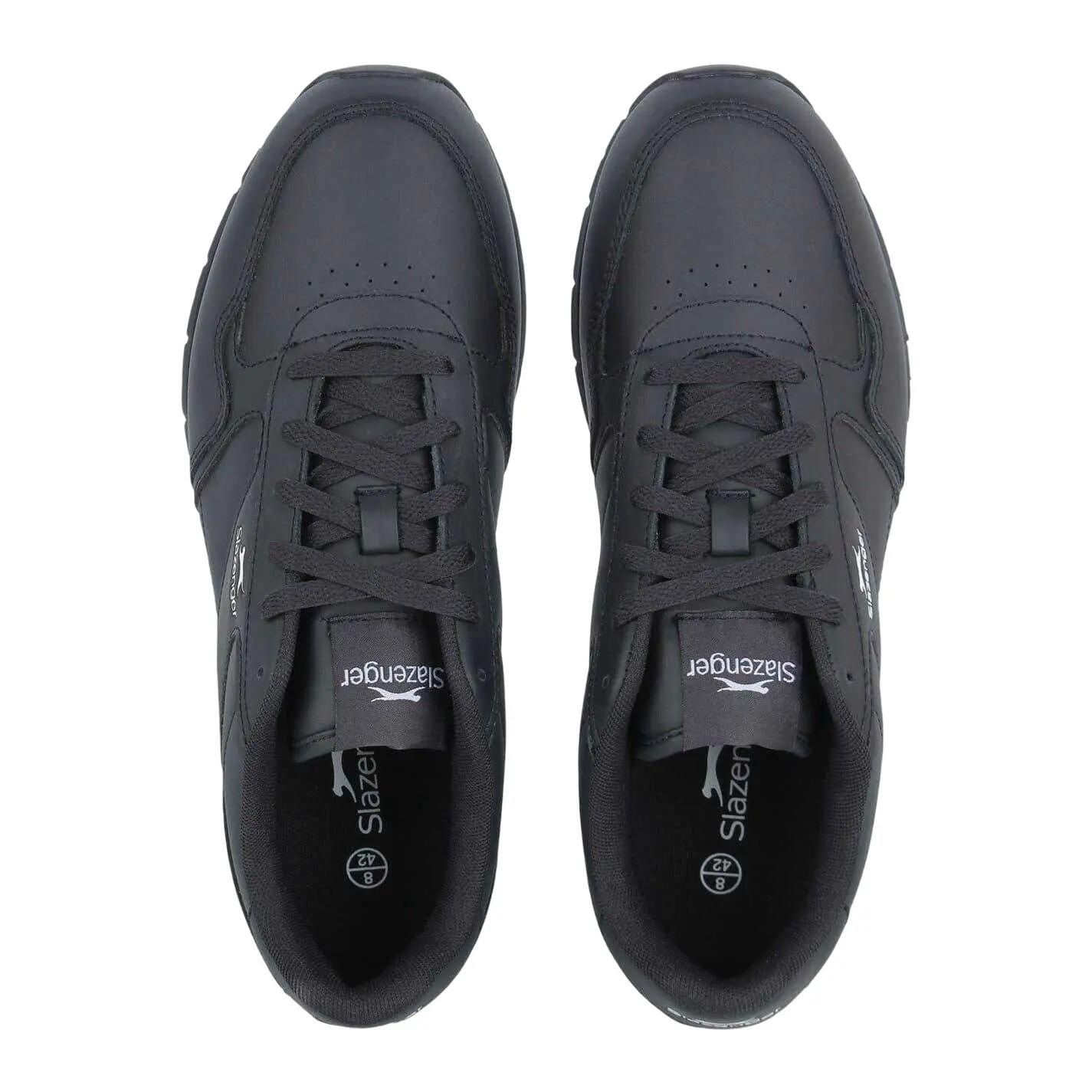 Mens Classic Coated Leather Trainers (Navy/White) 4/4