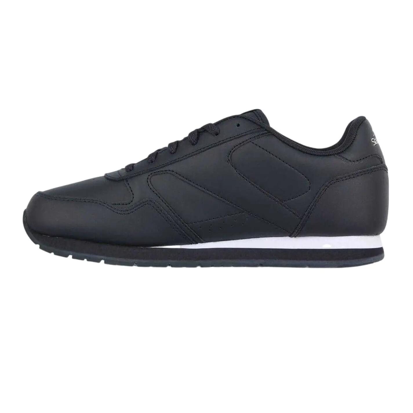 Mens Classic Coated Leather Trainers (Navy/White) 3/4