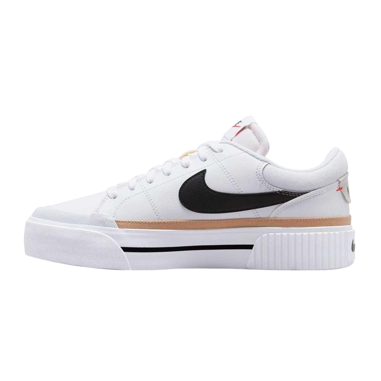 Womens/Ladies Court Legacy Leather Platform Shoes (White/Black) 2/4