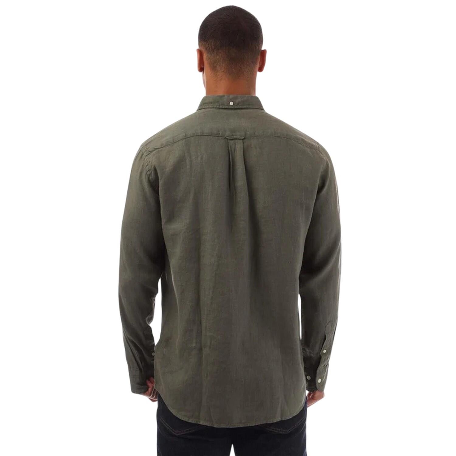 Camicia Regolare Tinto In Capo Uomo Gant Verde 3/3