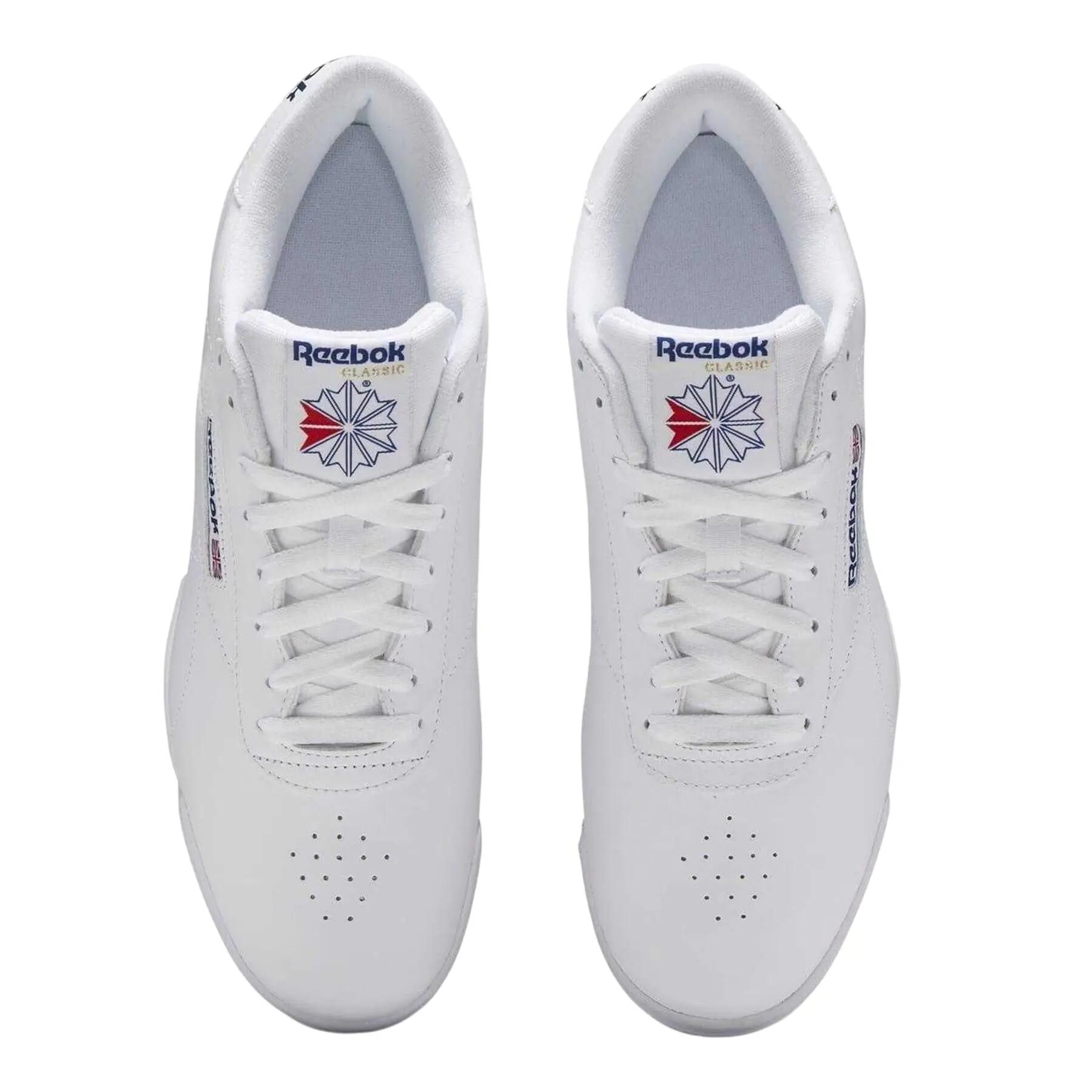 Mens Exofit Leather Low Trainers (White/Royal Blue) 3/4