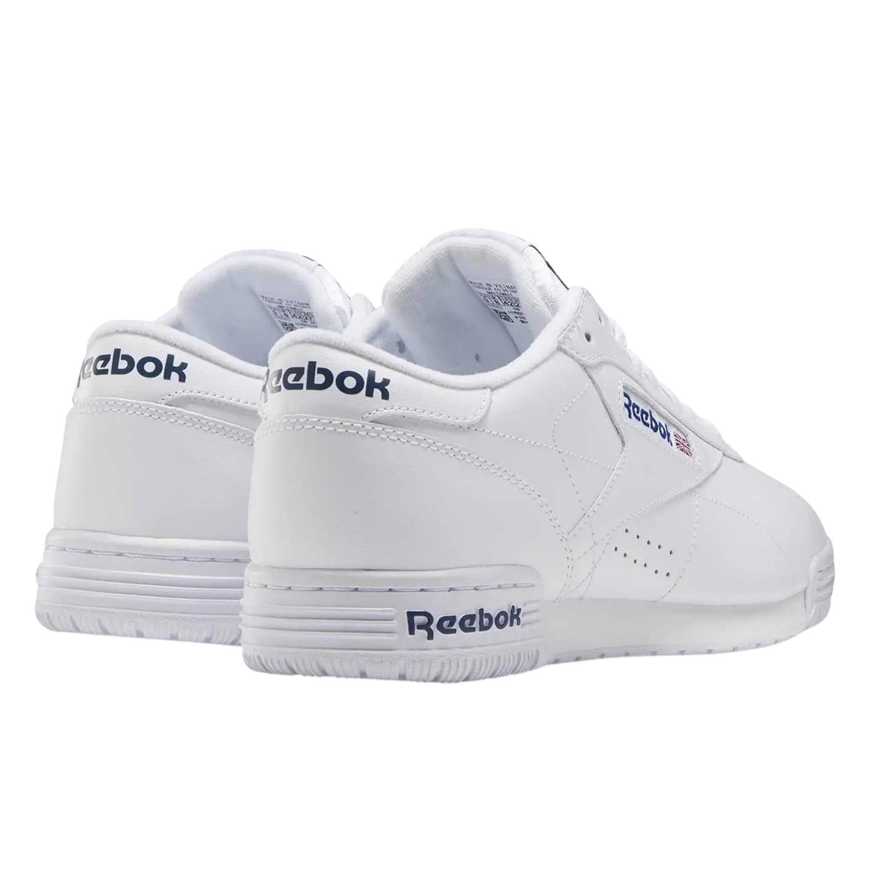 Mens Exofit Leather Low Trainers (White/Royal Blue) 2/4