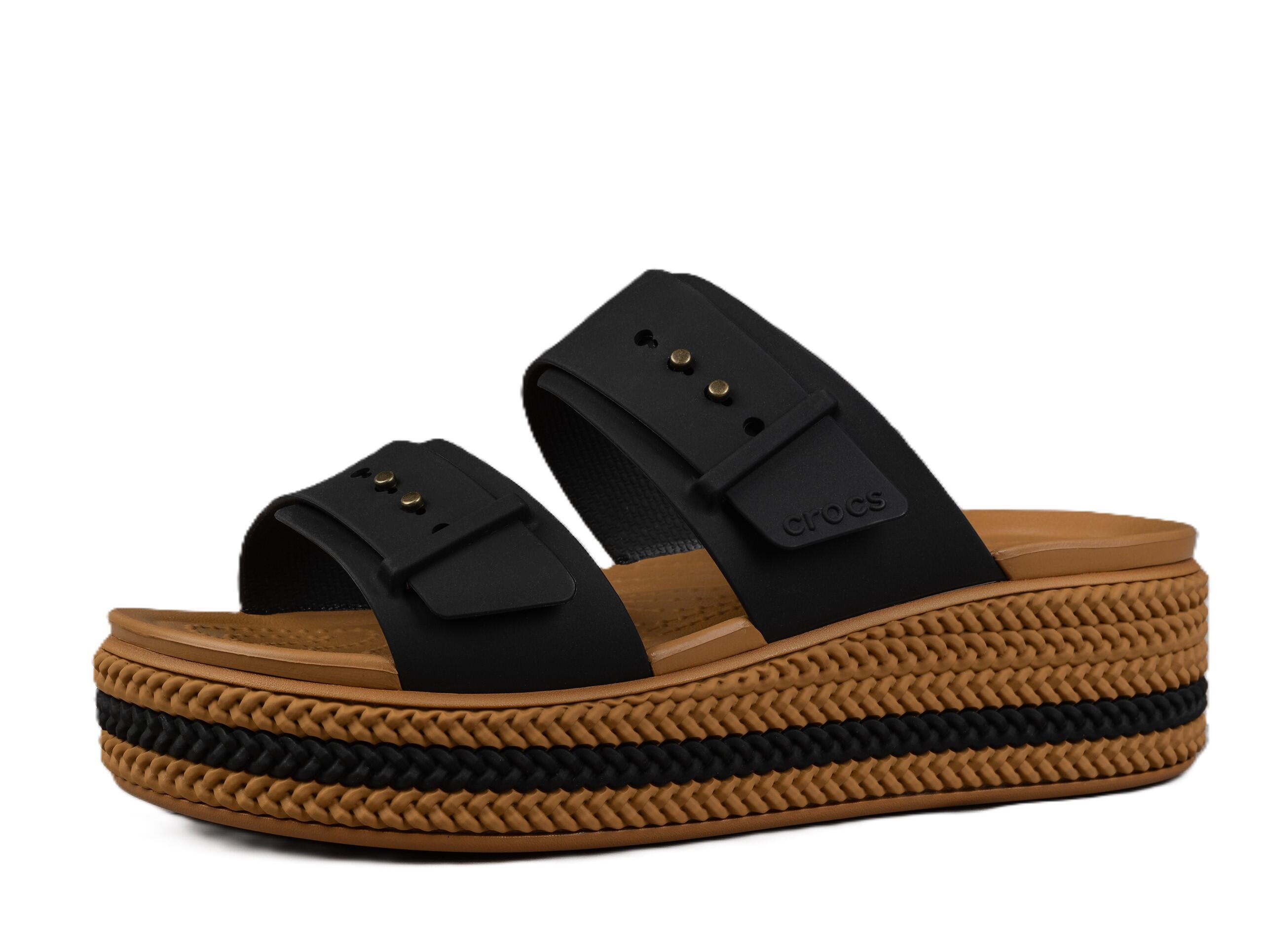Klapki damskie na platformie Crocs BROOKLYN WOVEN BUCKLE 3/5