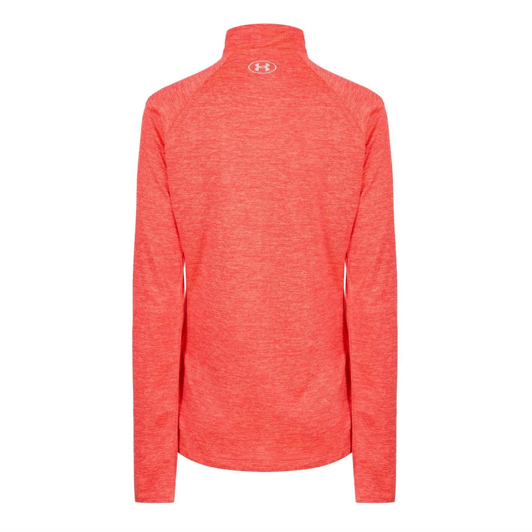 Womens/Ladies Tech Textured Half Zip Top (Light Pink/White) 2/2